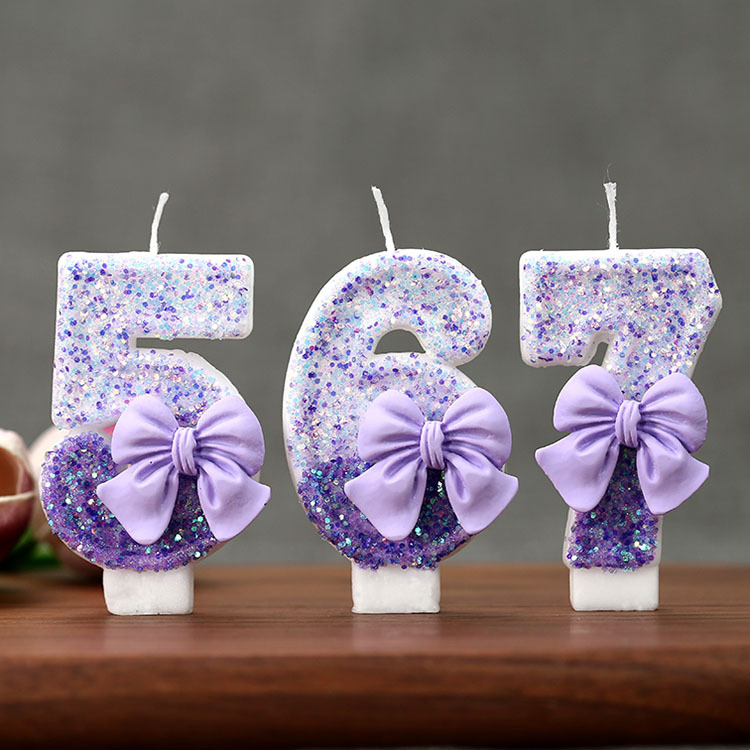 Candle Supplies In - Creative Glitter Gradual Purple Bow 0-9