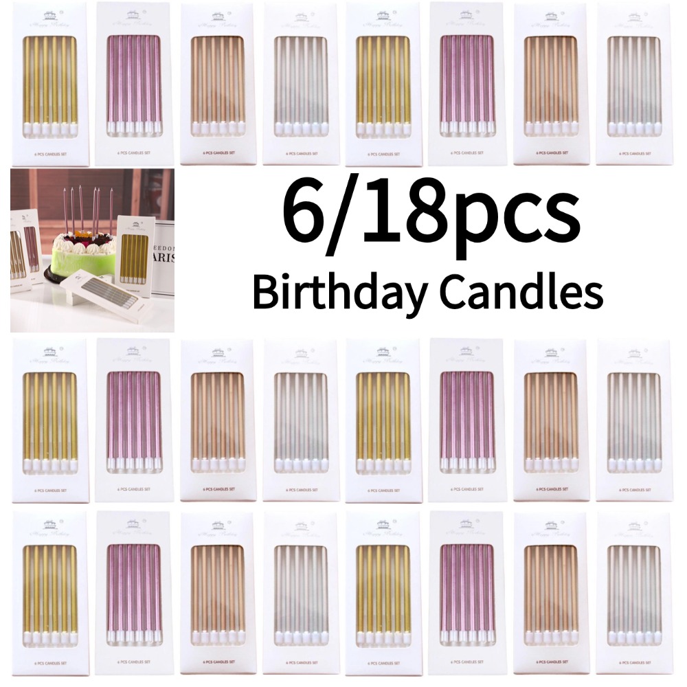 6/18pcs Metal Gold Silver Birt - Candle Supplies In recension och pris