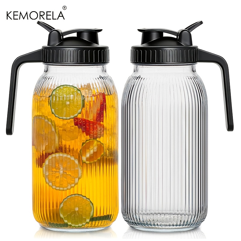 2PCS Glass Mason Jar Pitcher L - Pour Spout Pitcher recension och pris
