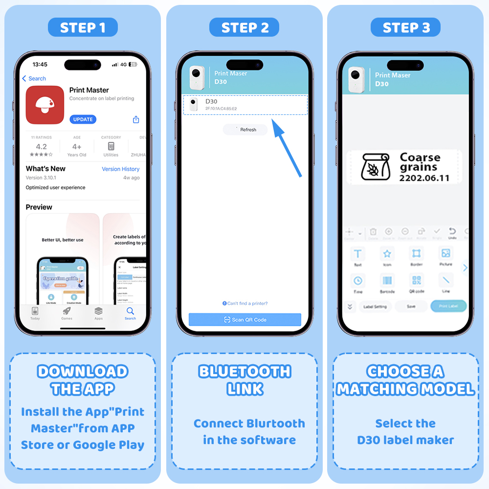 Printer Portable Wireless Blue - Sticker Label Template recension och pris